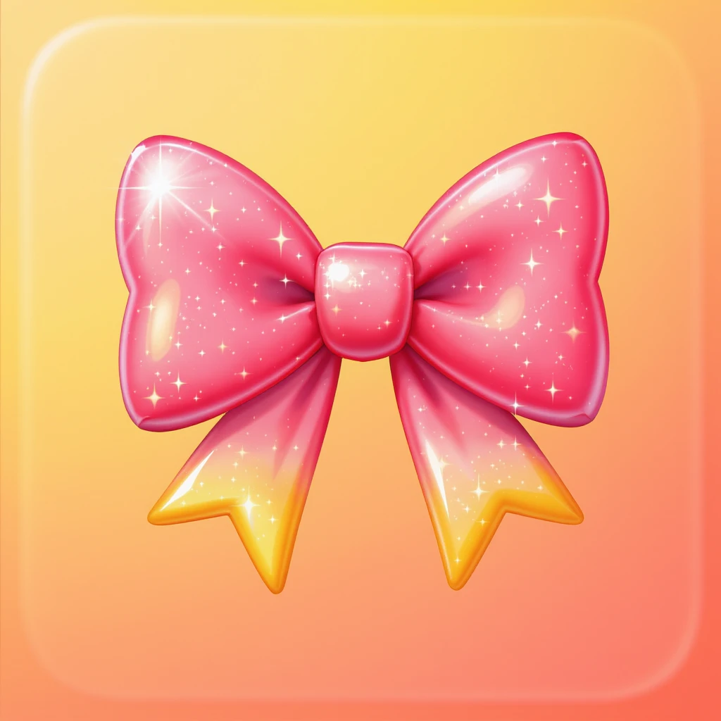 kpop bow emoji, cute and shiny, with a gradient effect, no background emoji