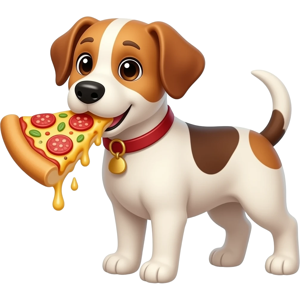 Dog eating a pizza emoji