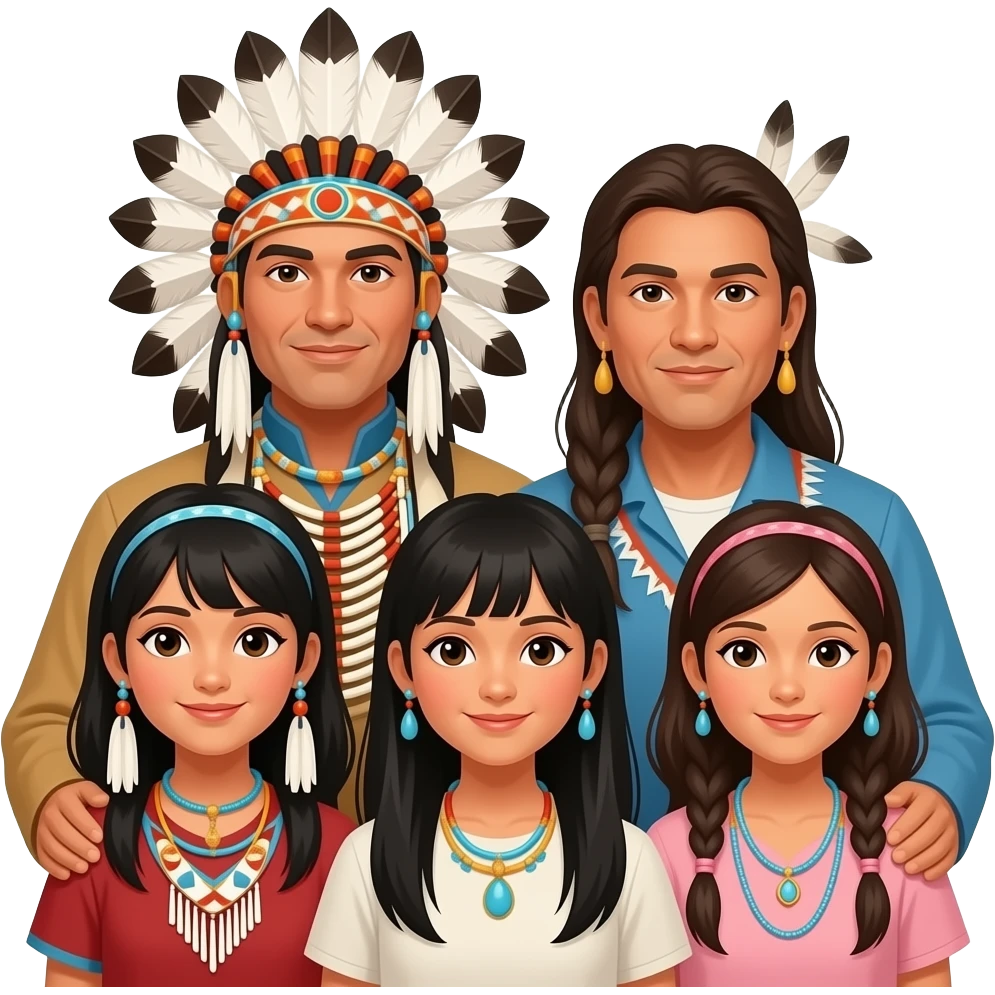 vibrant native american family emoji