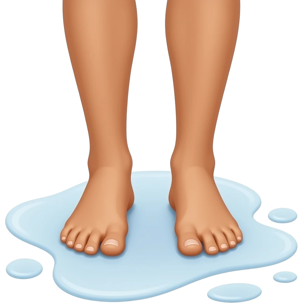 Tanned feet standing in white puddle ios emoji