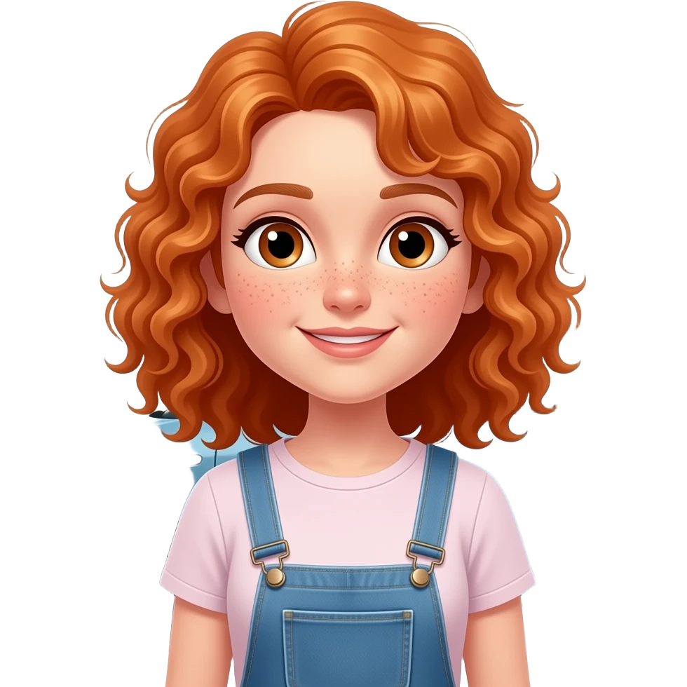Fille rousse bouclés tâches de rousseur Automobile emoji