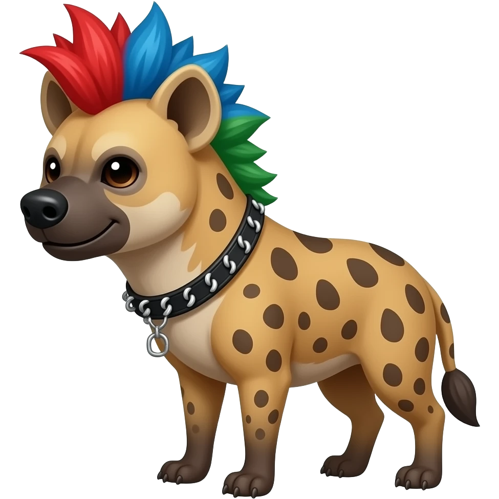 hyène punk cheveux rouge bleu vert qui dit merci emoji