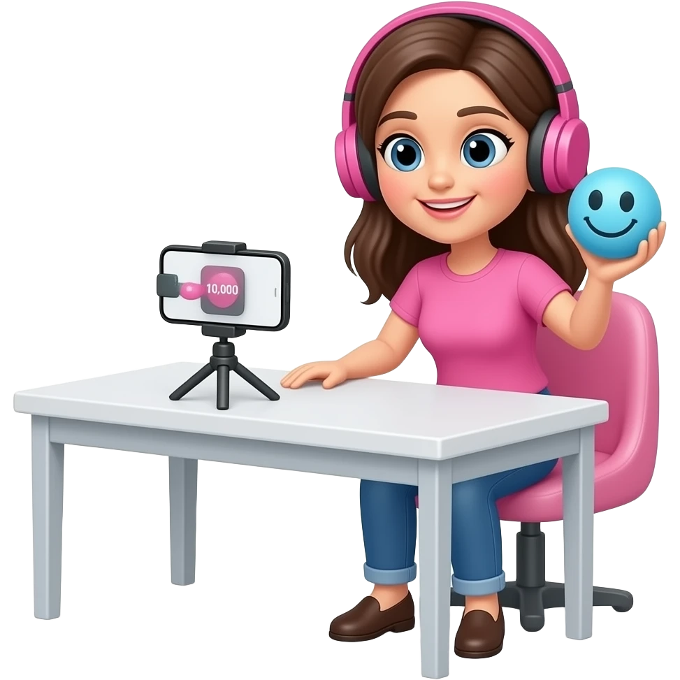 An women is making live about taba squishys the phone is in the table and she gets 10,000 likes and coments and she is playing with taba squishy emoji emoji