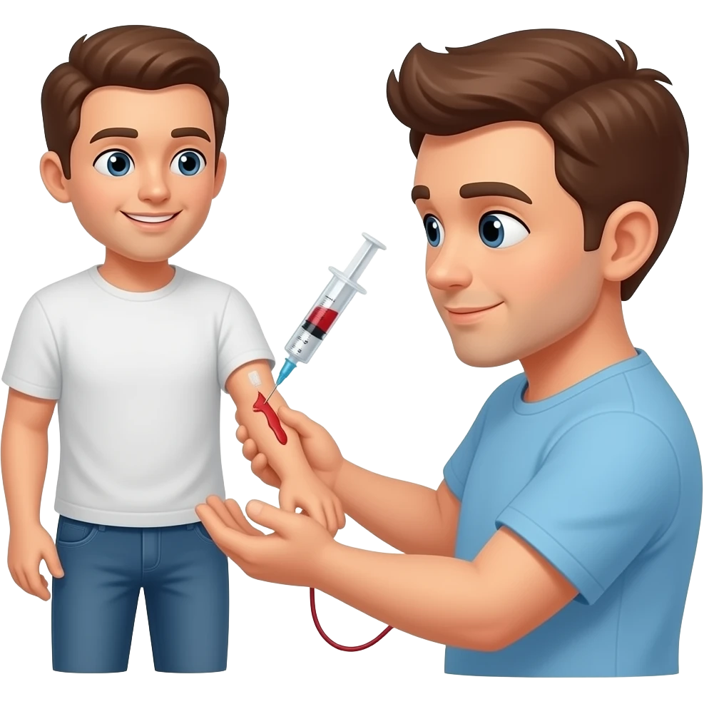 у мужчины берут кровь шприцом аккуратно emoji