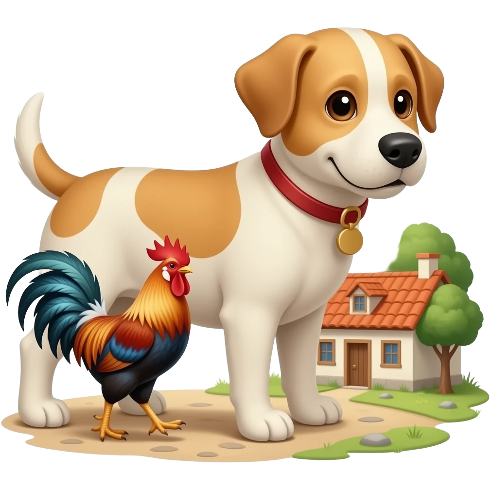 un gos i un llao estavam donant volres per un poble emoji