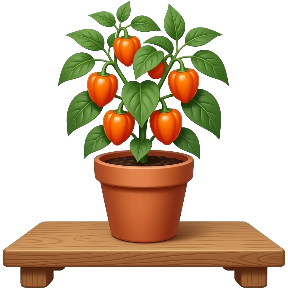 orange habanero plant in the pot emoji