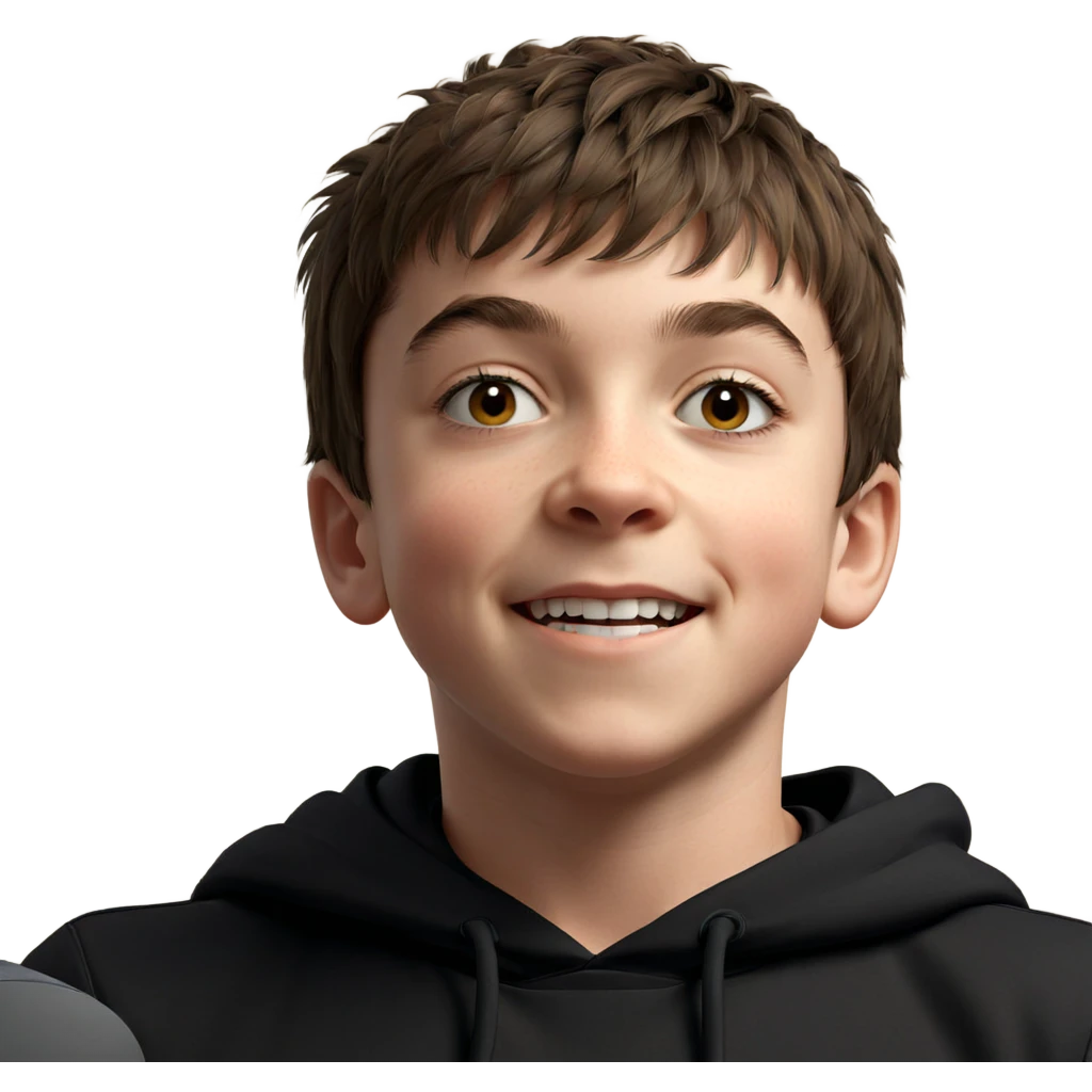 brown haired boy smiling indoors emoji