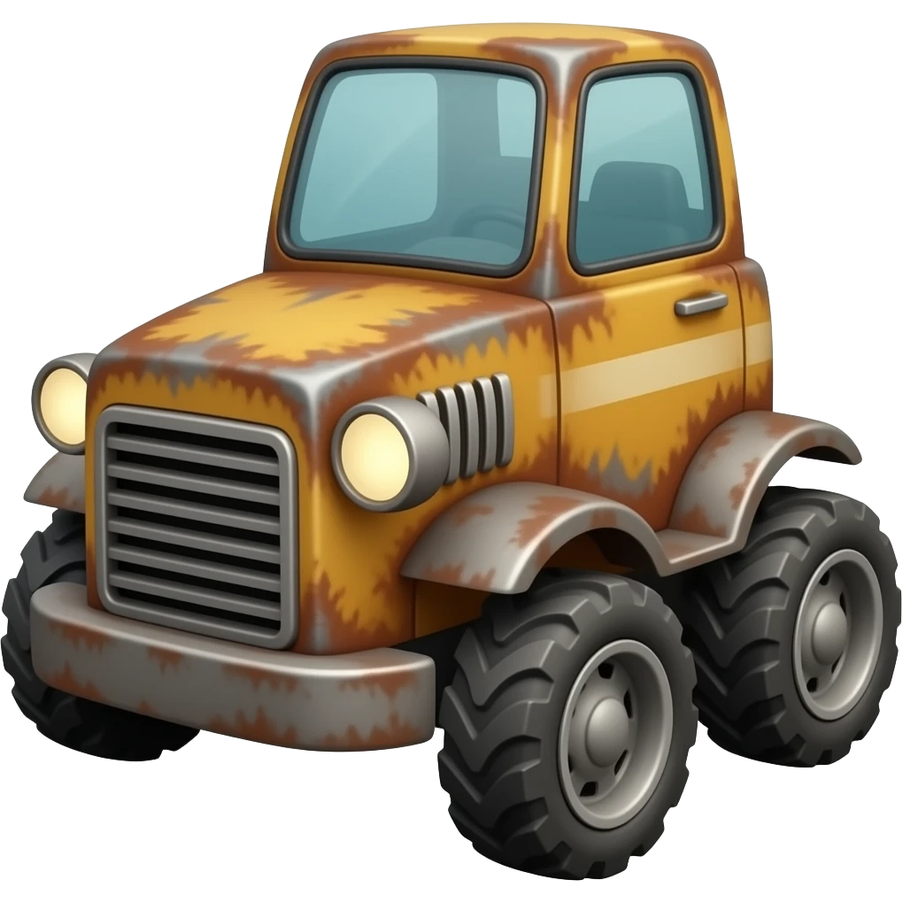 rusty machine on four wheels emoji