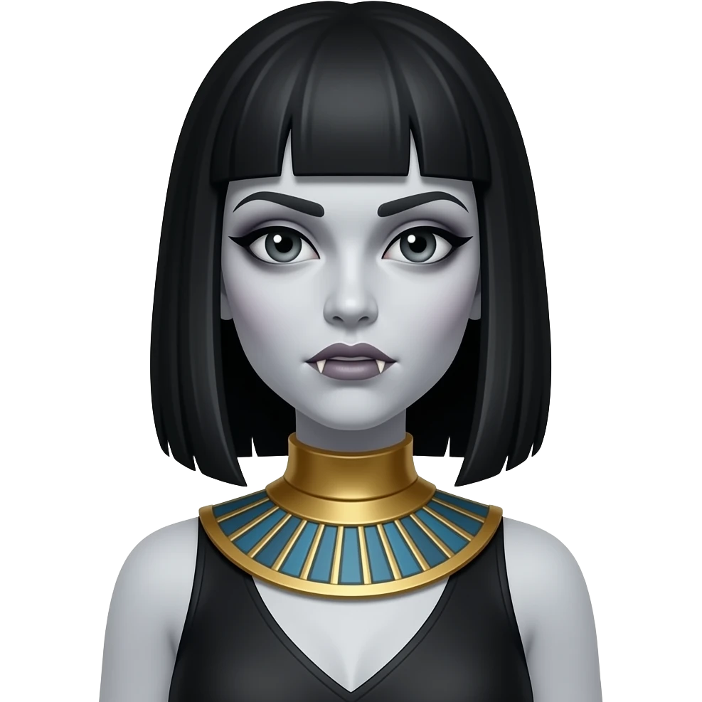female Ancient Egyptian Vampire with visible fangs emoji