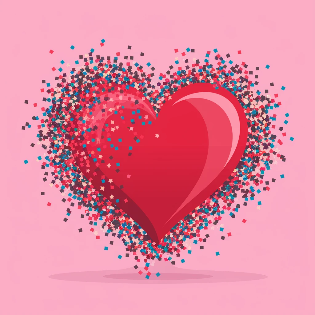 heart with a confetti effect emoji