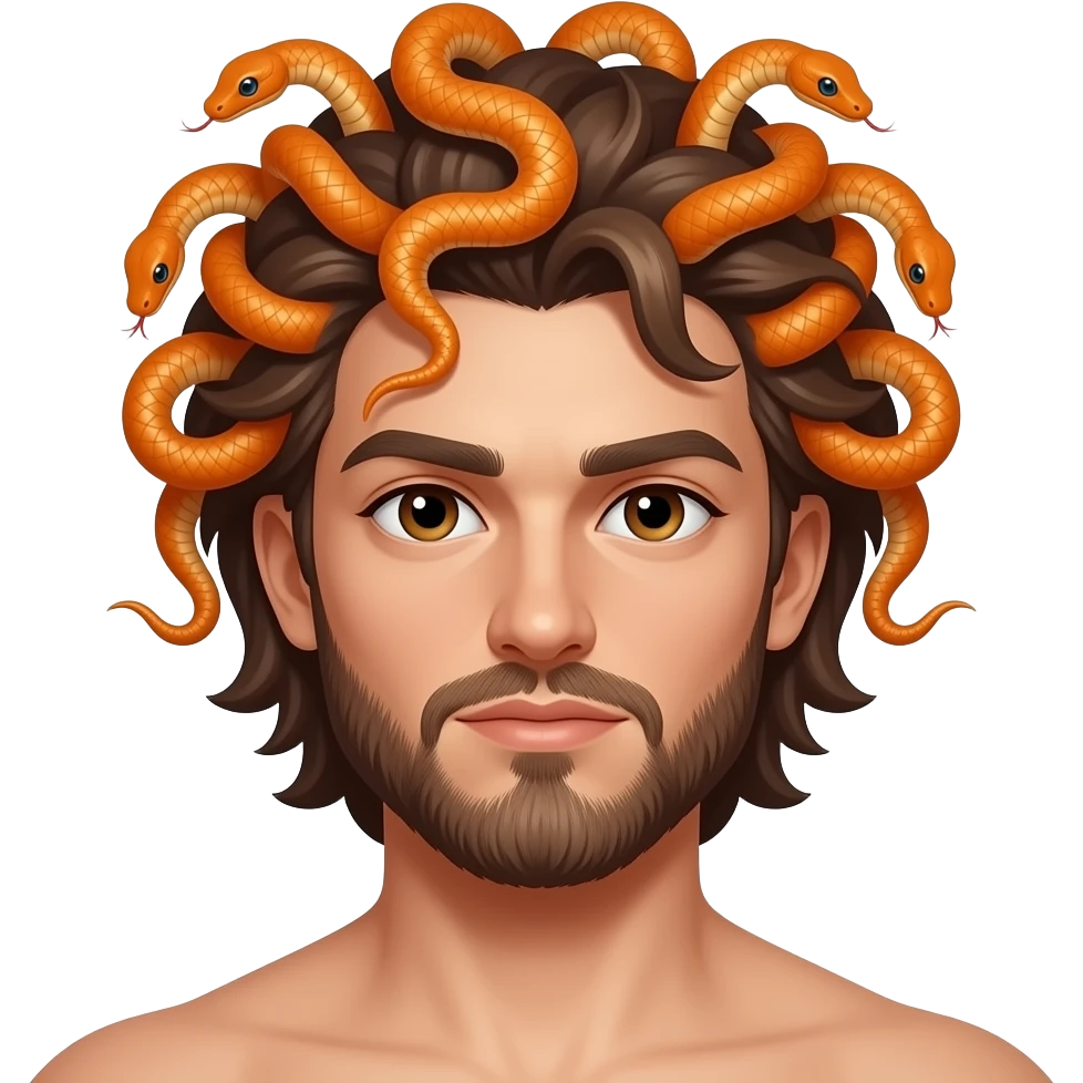 male medusa  with orange snakes NO beard emoji