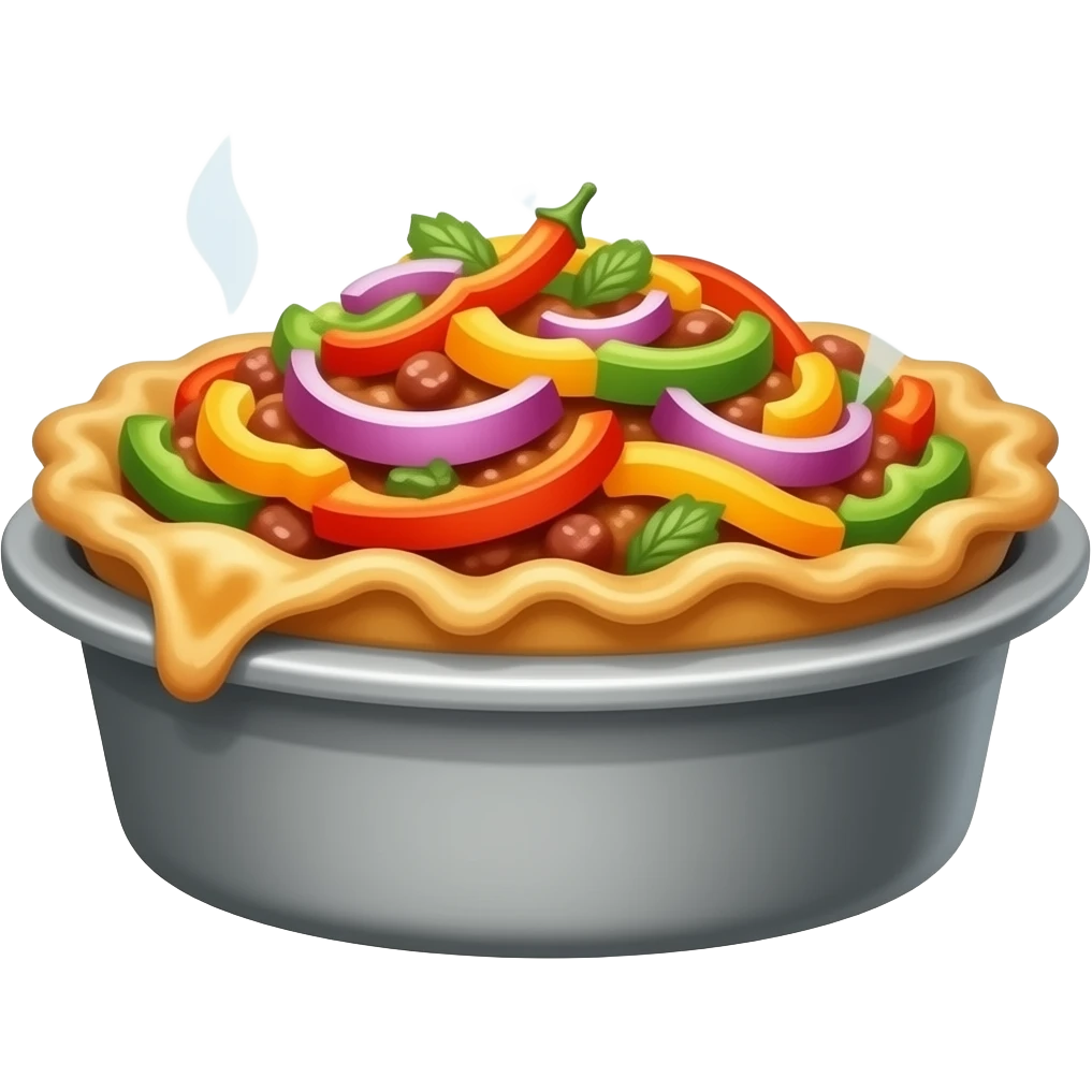 I want an emoji that represents oven dishes, healthy meals cooked in a baking tray, for example fajita vegetables (paprika etc), not view from above but sideways, a little bit more elegant please emoji