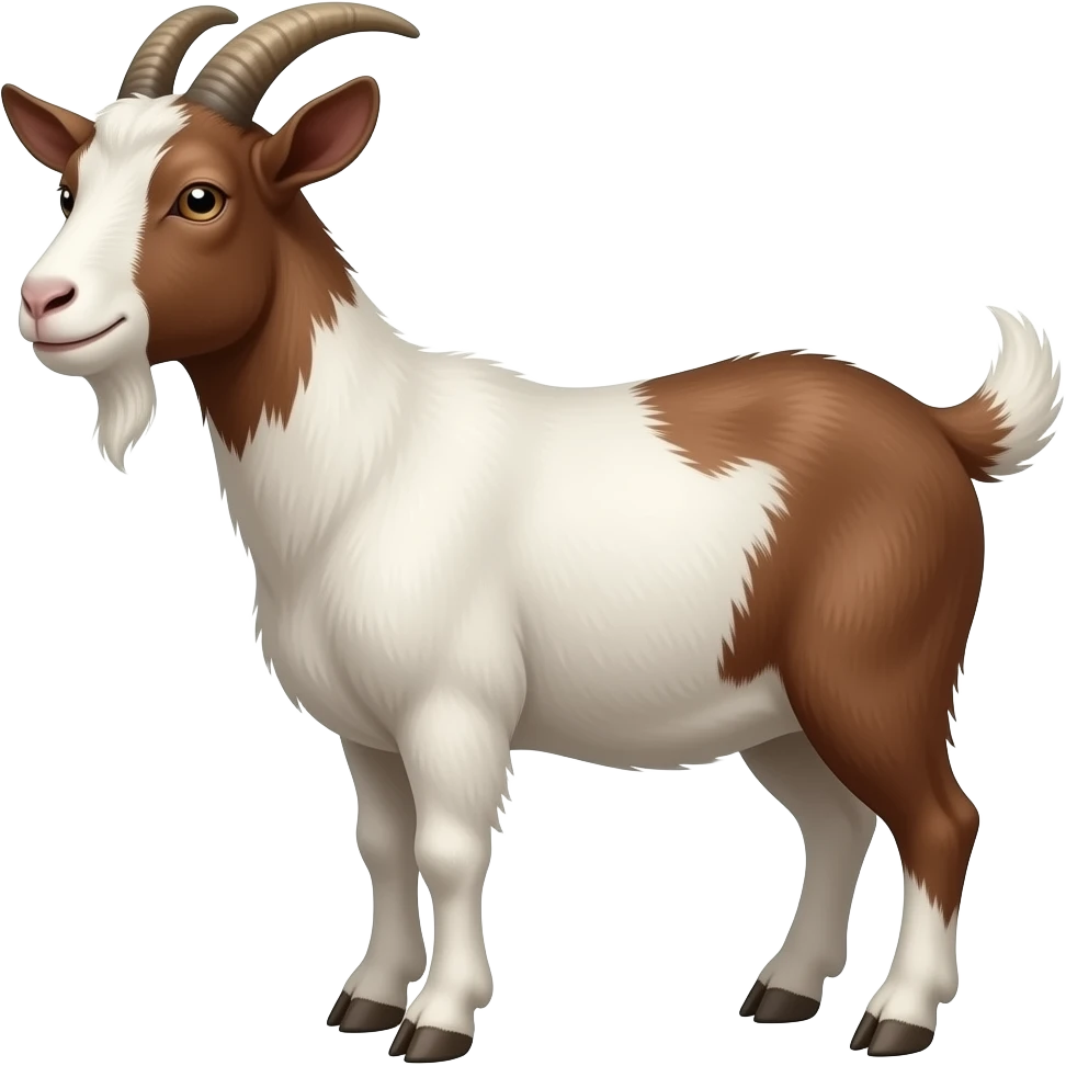 Hazme 1 cabra de colores blancos y marrones. emoji