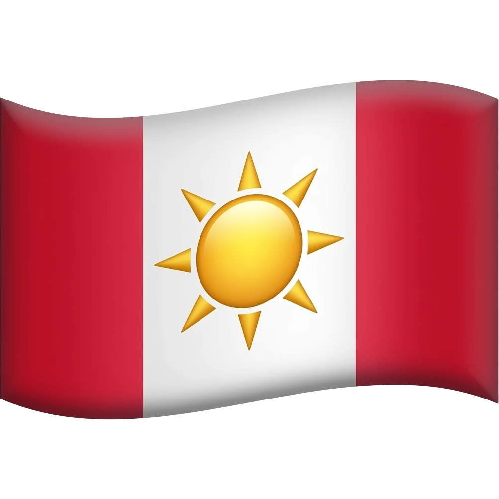 Красно белый флаг в двух цветах а посередине солнце эмодз emoji