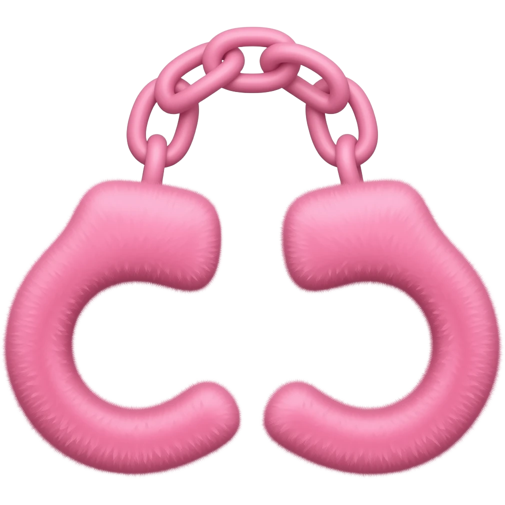 Pink fluffy handcuffs emoji