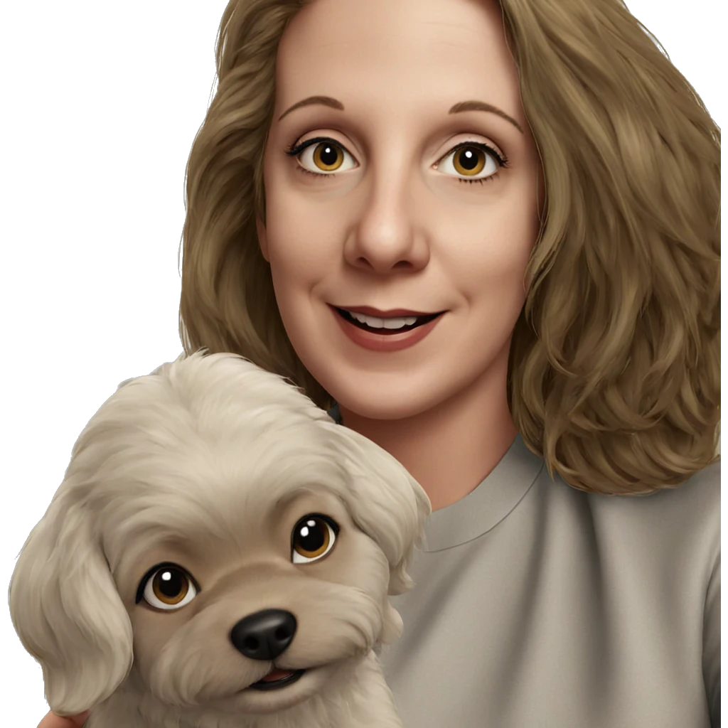 smiling girl with dog emoji