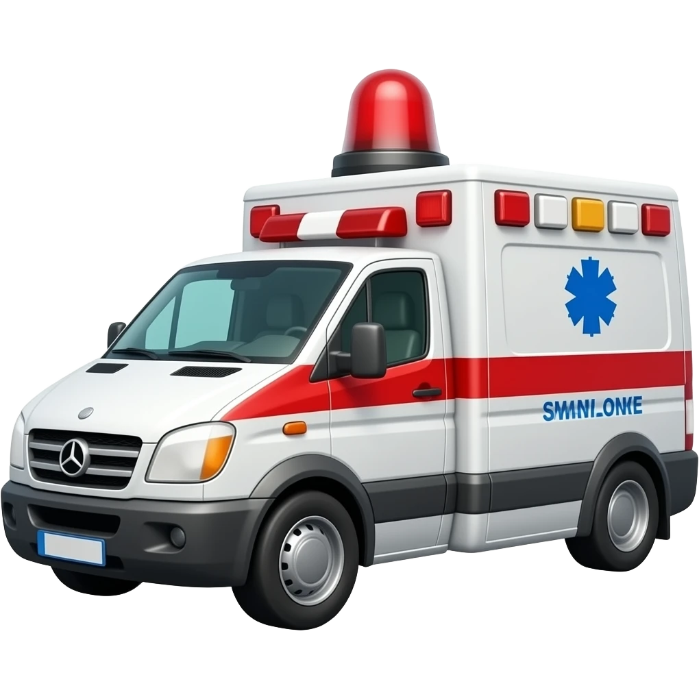 ambulancia con efecto de movimiento rapido con alarma activada estilo apple emoji
