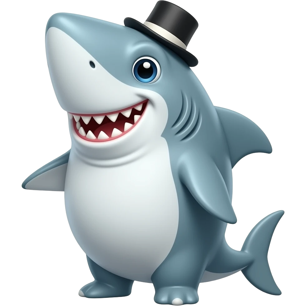 Shark with a top hat emoji