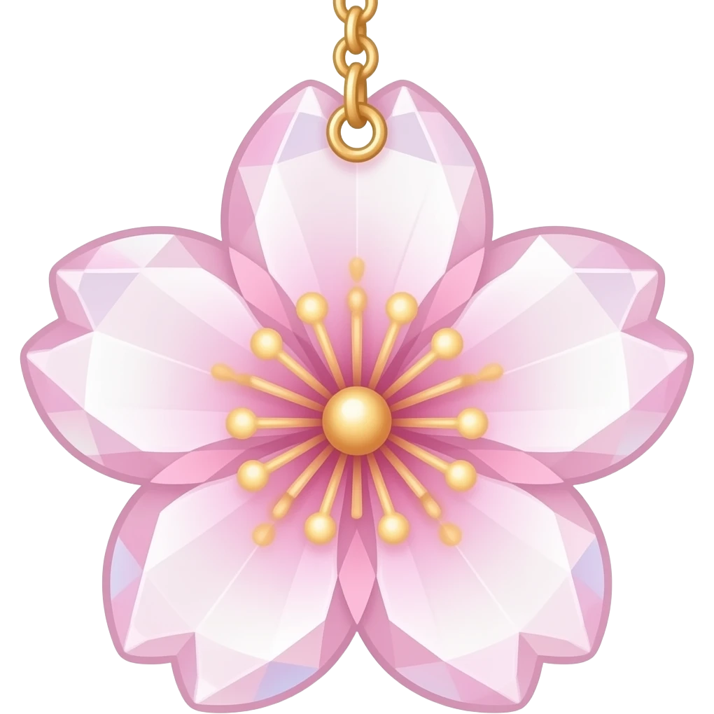 Hanging Iridescent pastel pink sakura crystals white-pearly suncatcher with b emoji