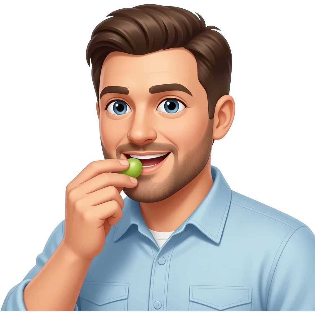 Man feeding grape emoji