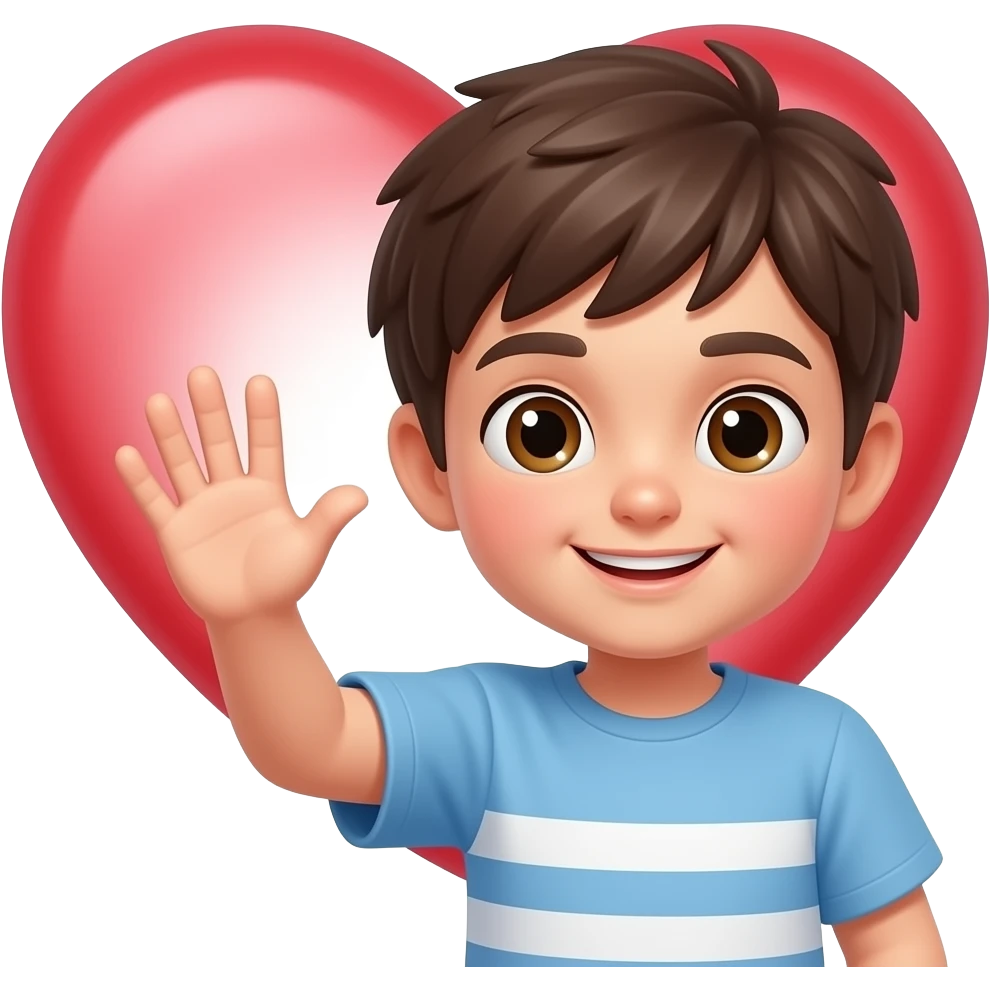 Boy with heart shaped hand emoji emoji