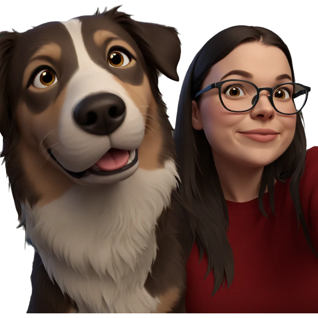 happy girl with glasses and pet emoji