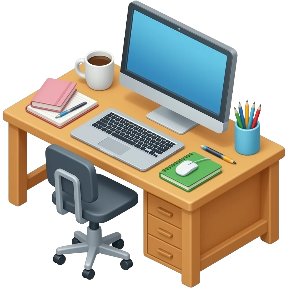 computer desk work aesthetic emoji