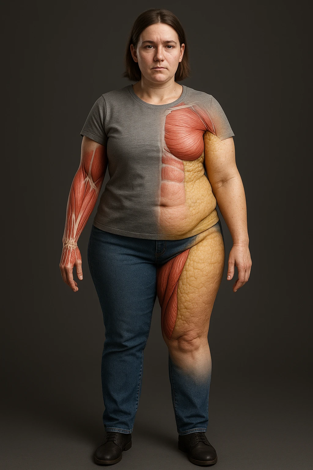 Donna Composizione Corporea Sbilanciata donna vestita su un corpo umano in 3D emoji