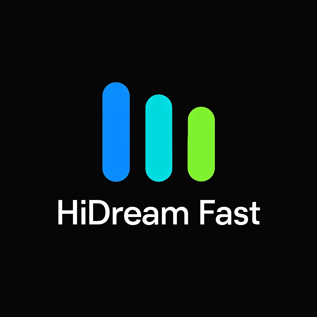 create high dream logo like this with text "HIDream Fast", black background  emoji