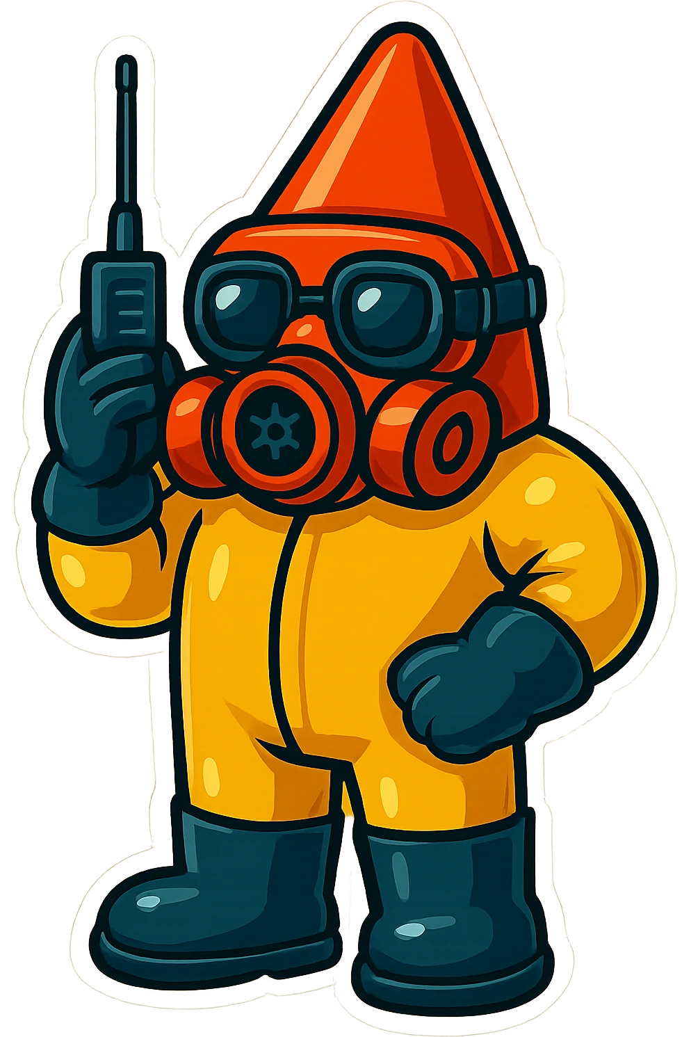 Change the frames of the character's glasses to black, keep everything else the same, in retro sticker style. emoji