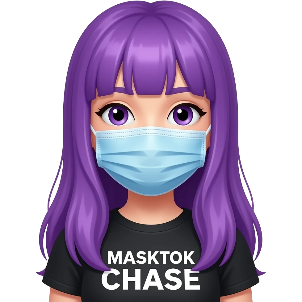 girl with long purple hair with a MASKTOK CHASE sign emoji