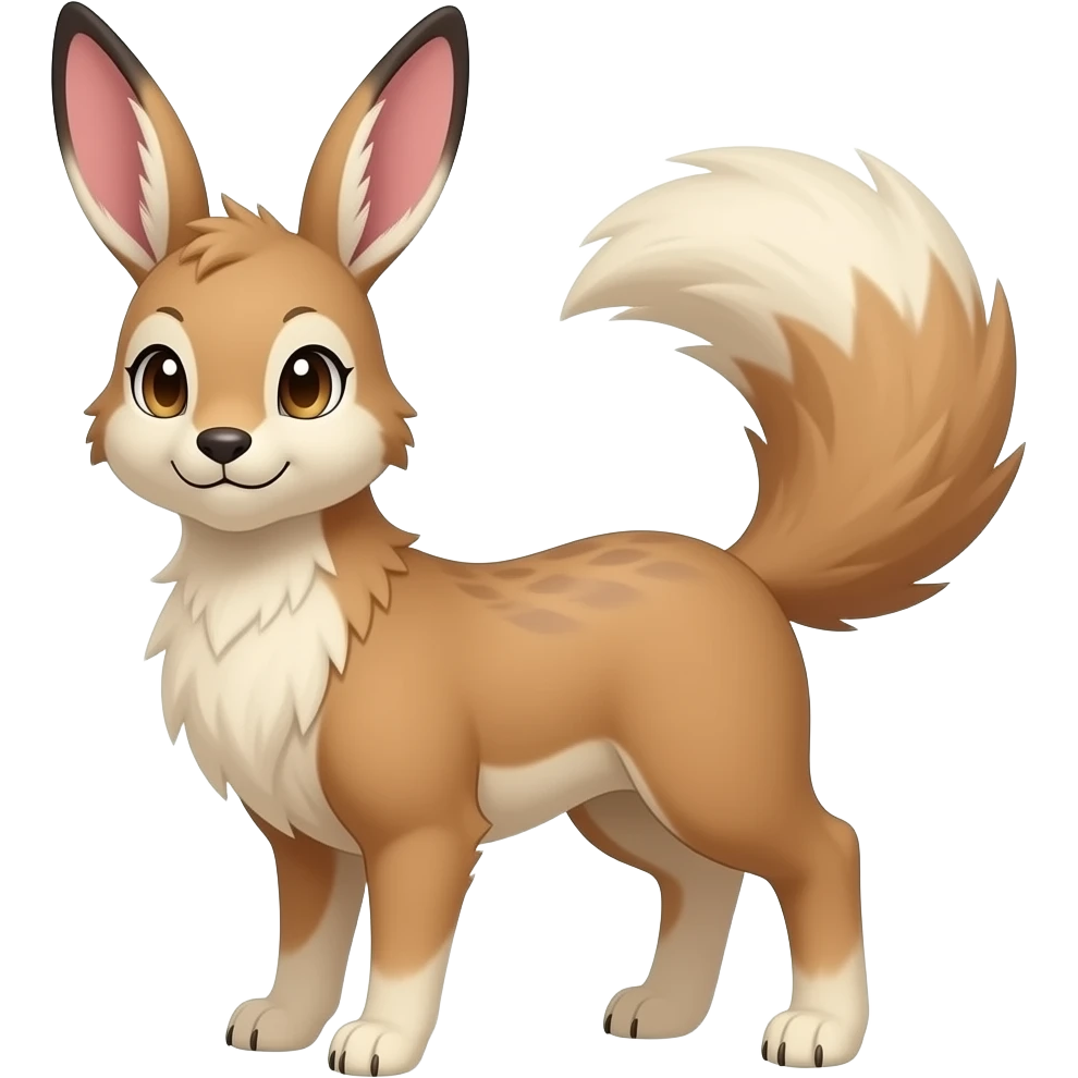 Buneary-Jackalope-fusion-hybrid-animal-creature with tufted ears, tufted tail emoji