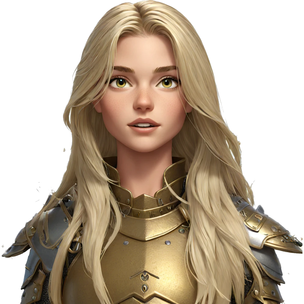 blonde girl in armor portrait emoji