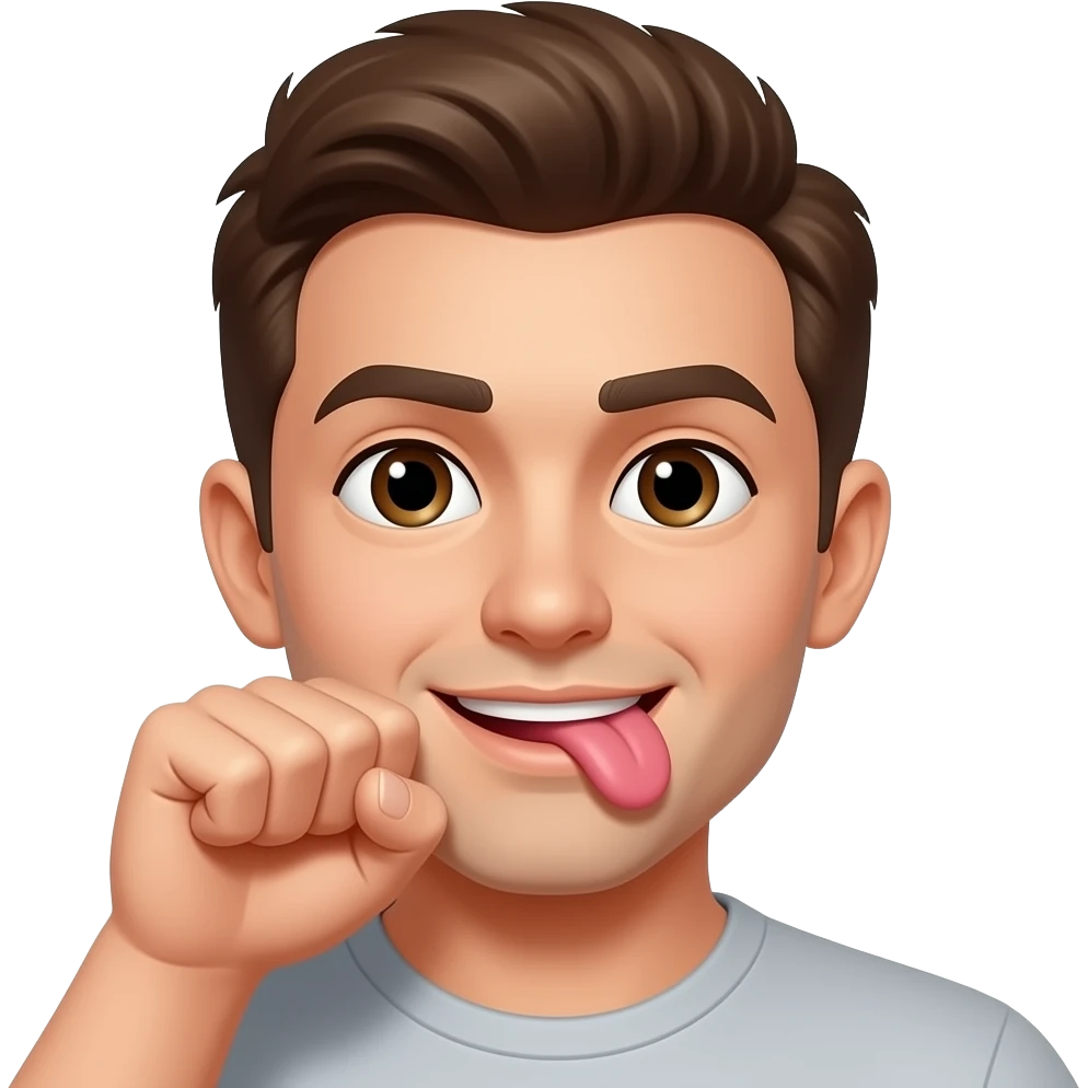 emoji with fist close to mouth and tongue poking side face out emoji