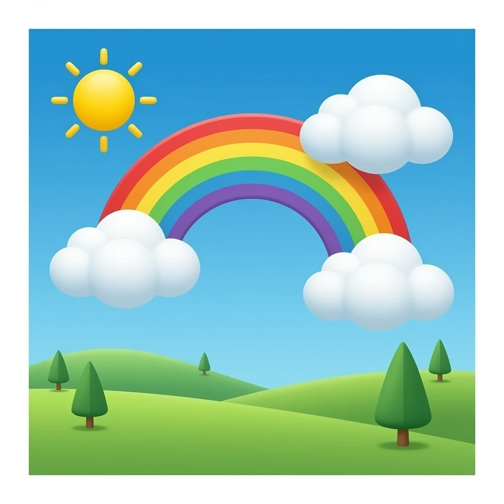 roygbiv rainbow with clouds emoji