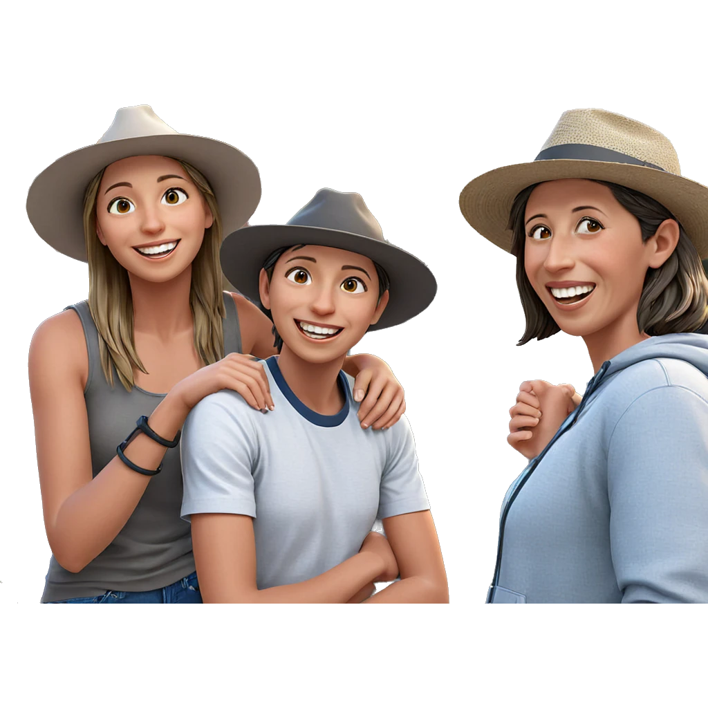 smiling girl with boys outdoors emoji