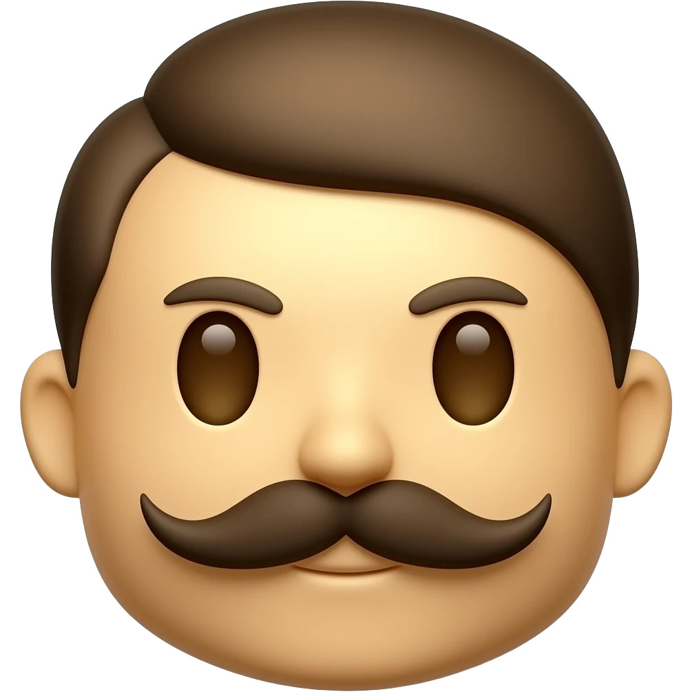 crie um hitler em formato e tamanho de emoji com o bigode caracteristico dele emoji