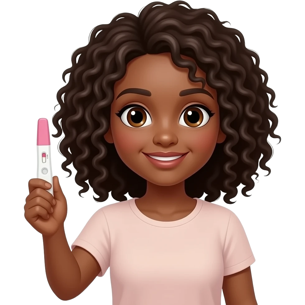 Brownwomen holding positive pregnancy test emoji