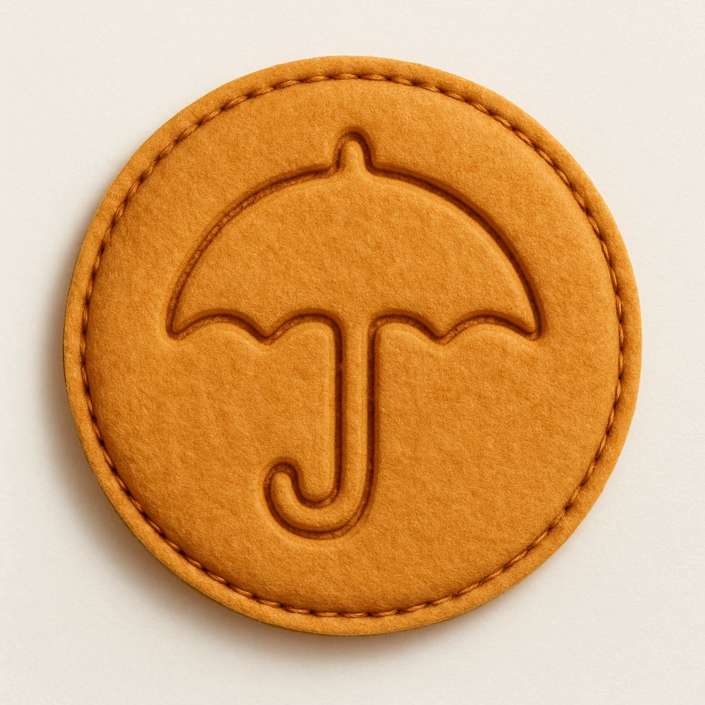 dalgona candy with umbrella shape, inspired by Squid Game, felt patch style emoji