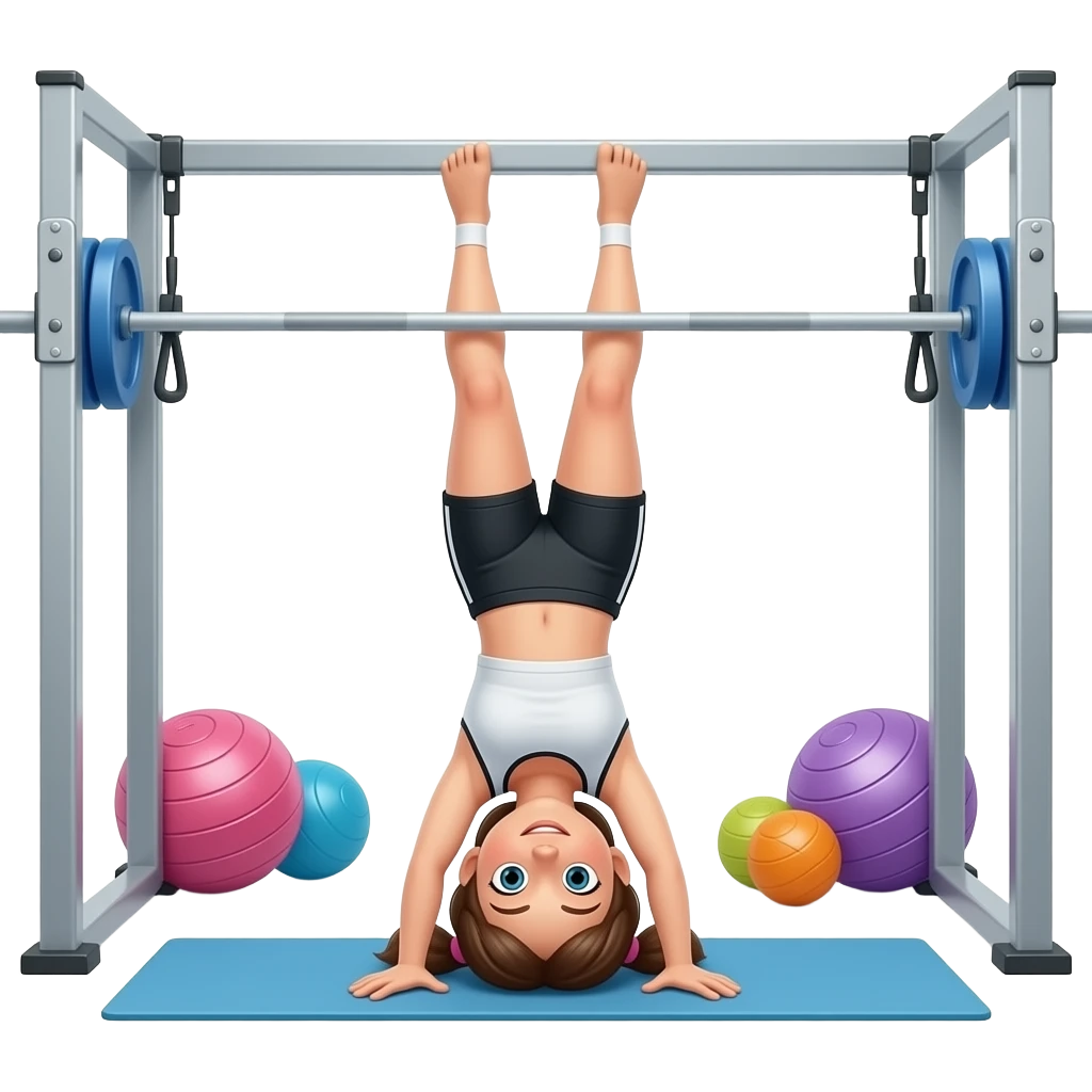 eine mädchen turnt einen handstand in einer turnhalle emoji