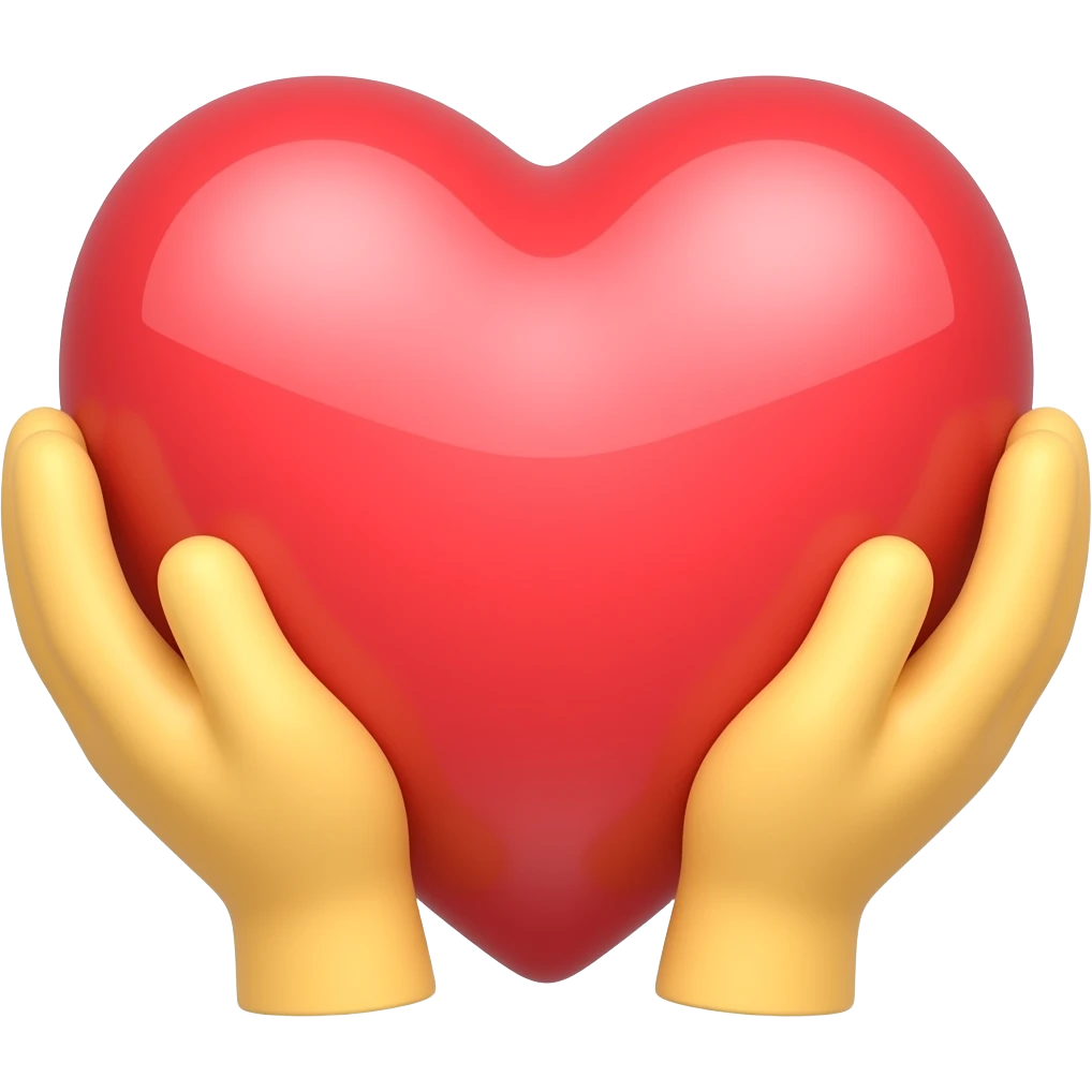 heart held in yellow hands emoji
