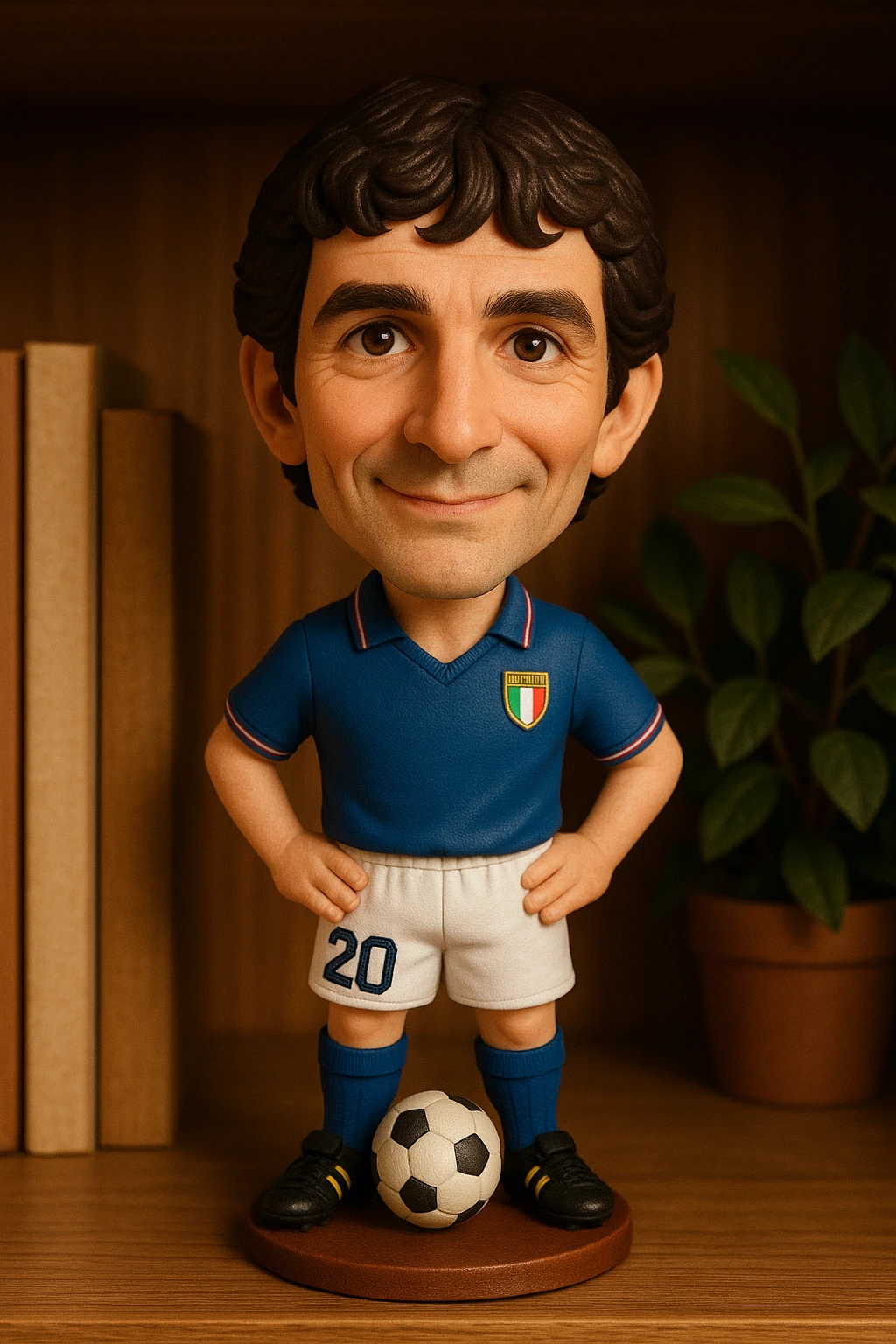 Паоло России в форме сборной Италии 1982 смотрит на прямо на зрителя и слегка улыбается, освещение с левой верхней стороны кадра emoji