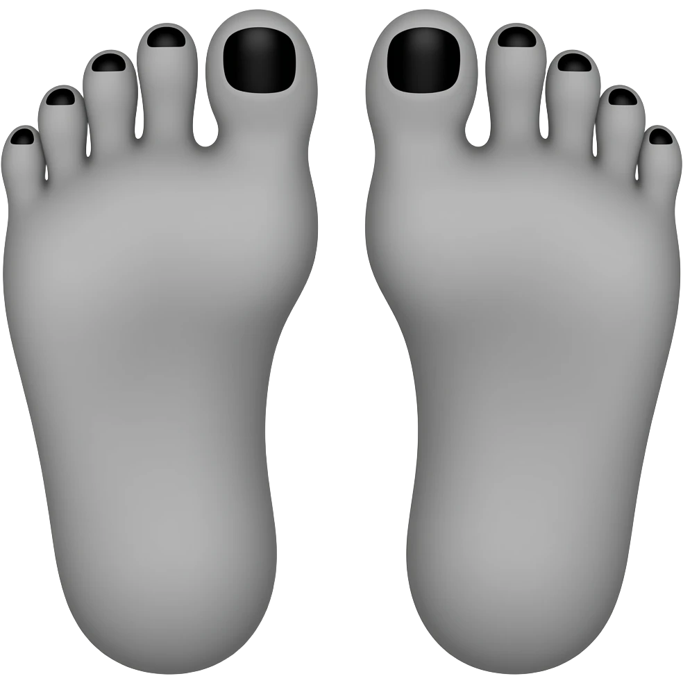 Gray feet with black toenails emoji