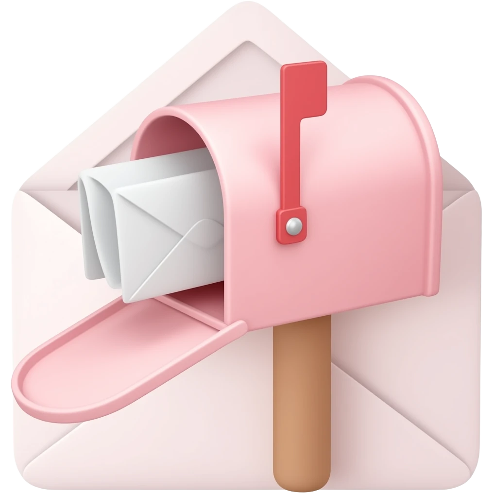envelopes with light pale pink mailbox emoji