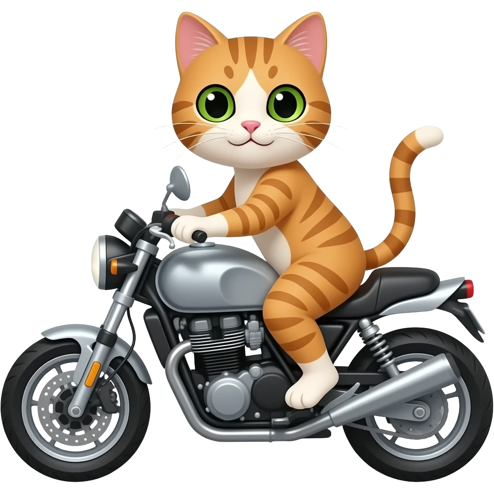 a cat riding a motorbike emoji