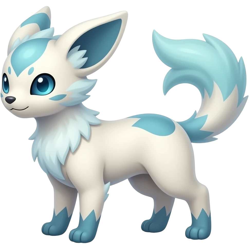 Short-legged quadrupedal elegant oriental feral painted Absol-Glaceon-Sylveon-animal-Fakémon-fusion-hybrid-creature emoji