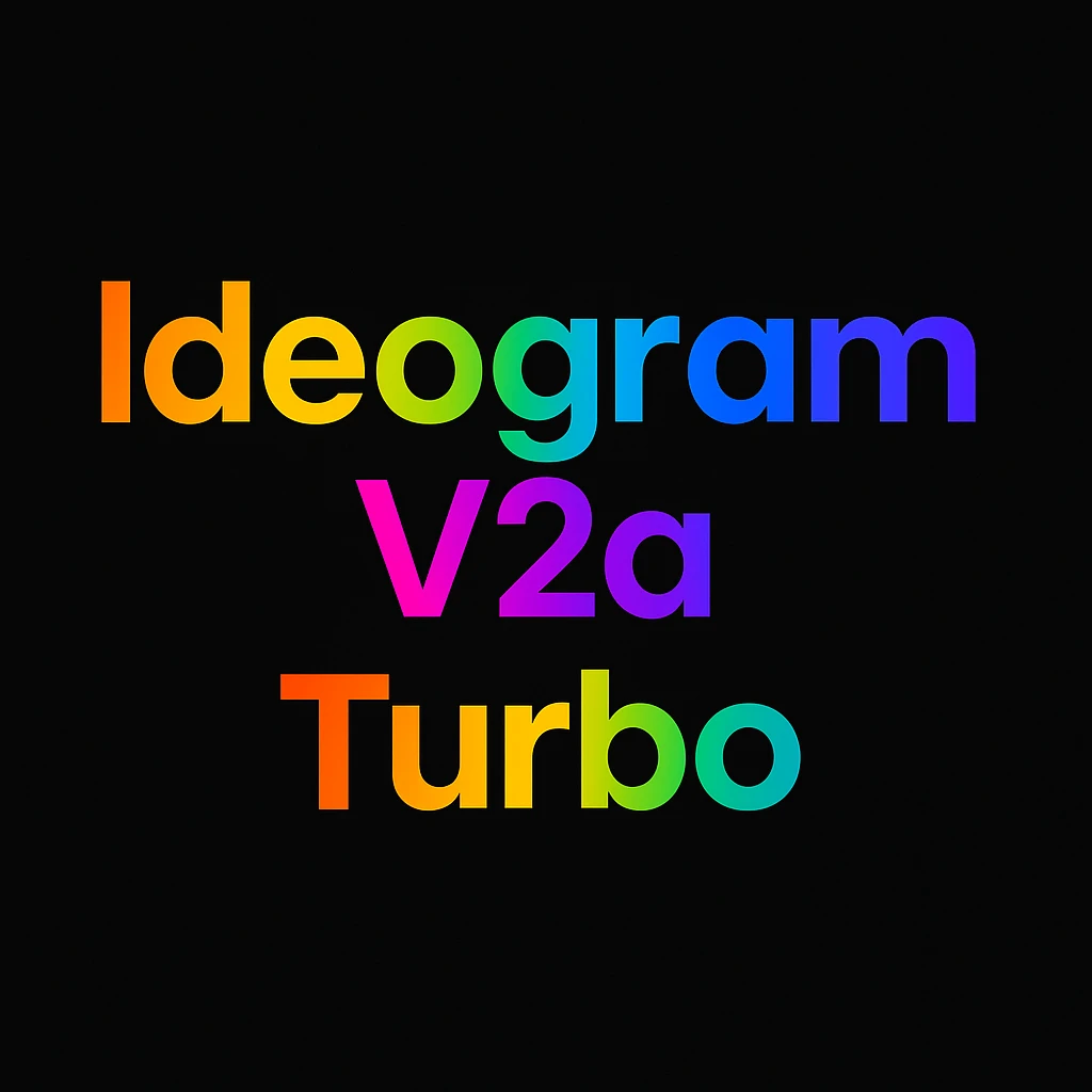 make a colorful text of "Ideogram V2a Turbo", black background emoji