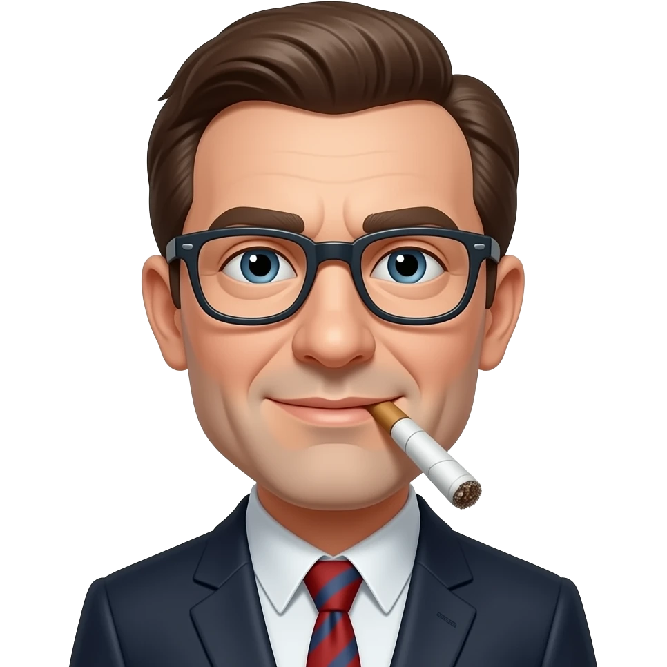 Mr Magoo with lit joint in mouth emoji