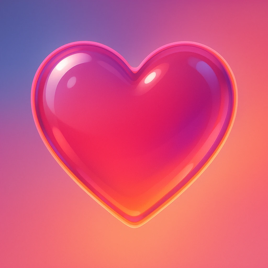 heart with a glassy effect, digital illustration, soft gradients emoji