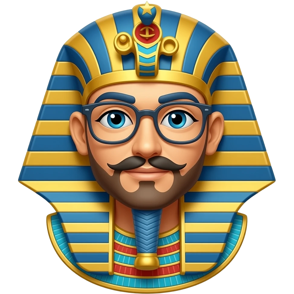 Pharaoh with eyeglasses and mustache and short chin beard emoji